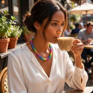 Necklace rainbow rhinestone tube necklace